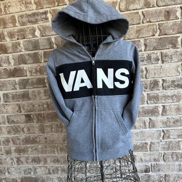Vans Off The  Wall Hoodie Unisex Small Gray Sweatshirt Skakeboard Zip Po… - Picture 1 of 12